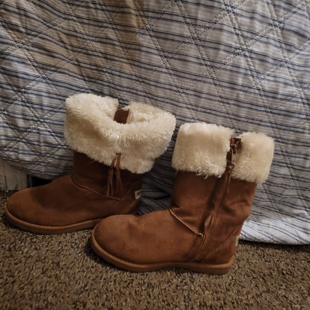 GIRLS' MAKALU BIG KID ICELAND TAN SUEDE WINTER BOOTS SIZE 4 !!!!๐ข โค ๐๐๐๐ - Picture 13 of 14